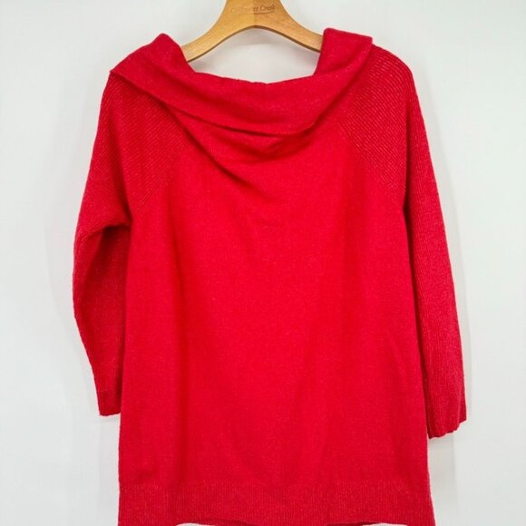 Jeanswest Red Cowl Neck Sweater tunic size XL Women's Cotton Blend new - Picture 9 of 9
